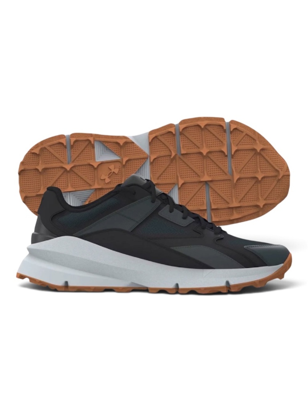 NWB- UNDER ARMOUR FORGE 96 GOLF/ UNISEX'S SHOES/ BLACK- GREY/ SIZE: M 8.5- W 10